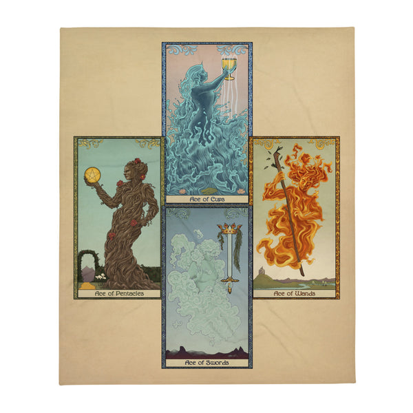 Tabletop Tarot - Aces Throw Blanket