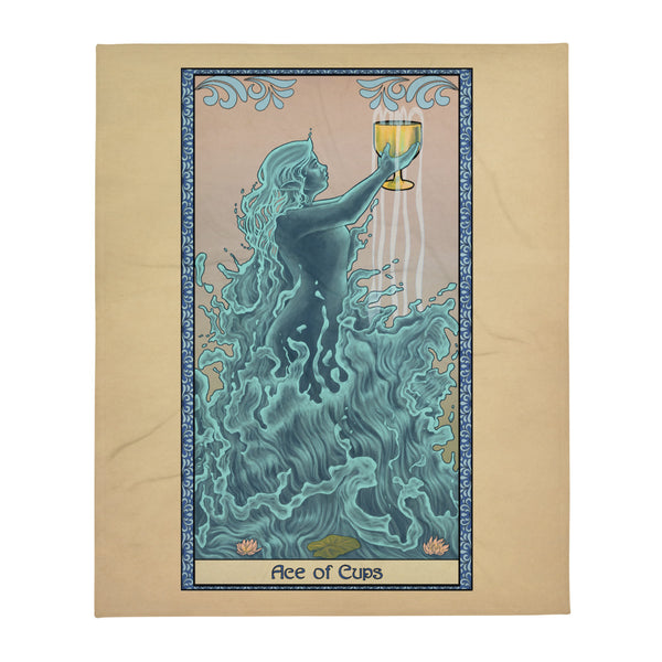 Tabletop Tarot - Ace of Cups Throw Blanket
