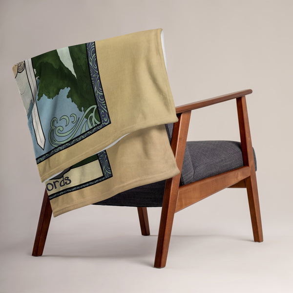 Tabletop Tarot - Queen of Swords Throw Blanket