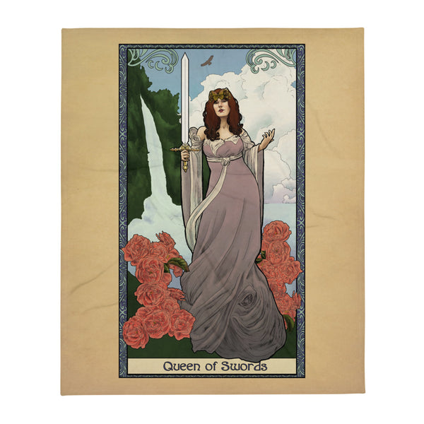 Tabletop Tarot - Queen of Swords Throw Blanket