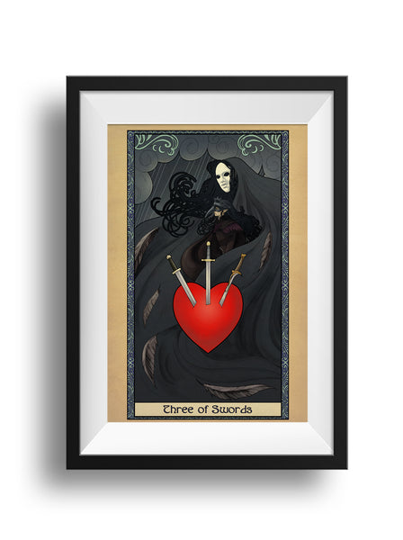 Tabletop Tarot - Three of Swords - Print