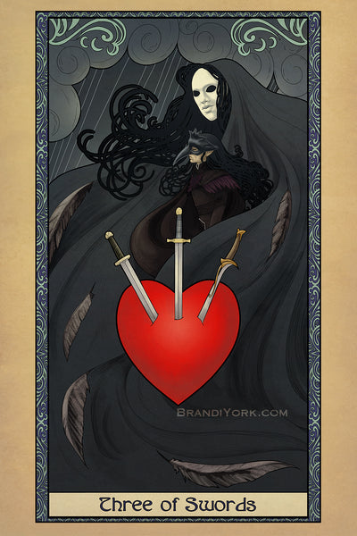 Tabletop Tarot - Three of Swords - Print