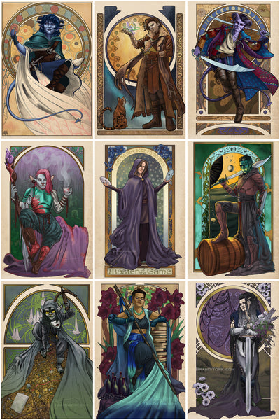 Nine images showing the nine prints of the Mighty Nein plus Matt Mercer that are in this set.