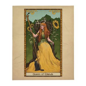 Tabletop Tarot - Queen of Wands Throw Blanket